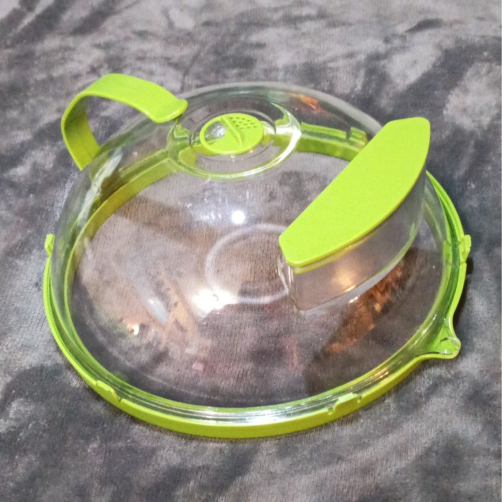 New Tasty Microwave Splatter Cover Dome Lid w/ Handles & Built in Water Steamer